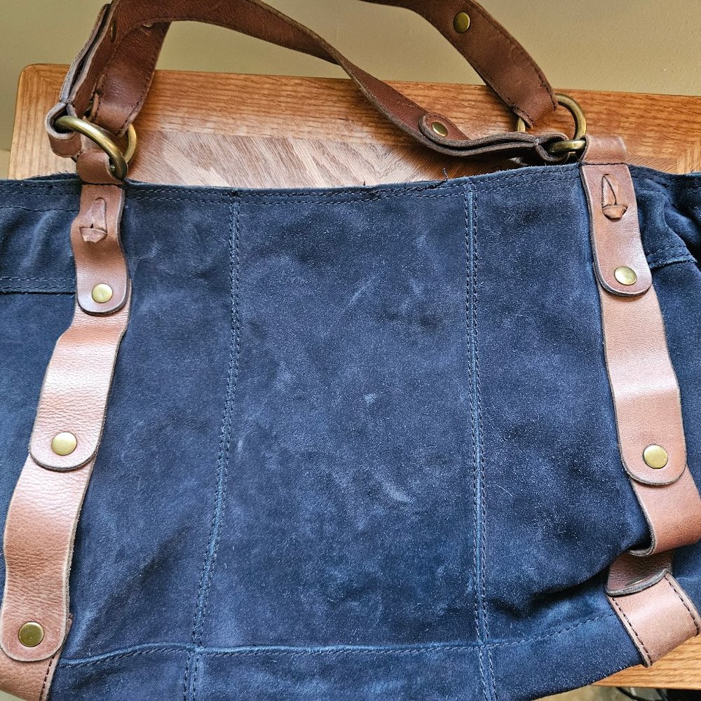 Vintage Lucky Brand | Large Blue Suede Shoulder Bag Purse Handbag 💙